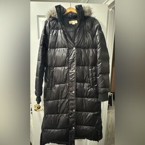 Michael Kors Black Puffer Coat with Fur Hood